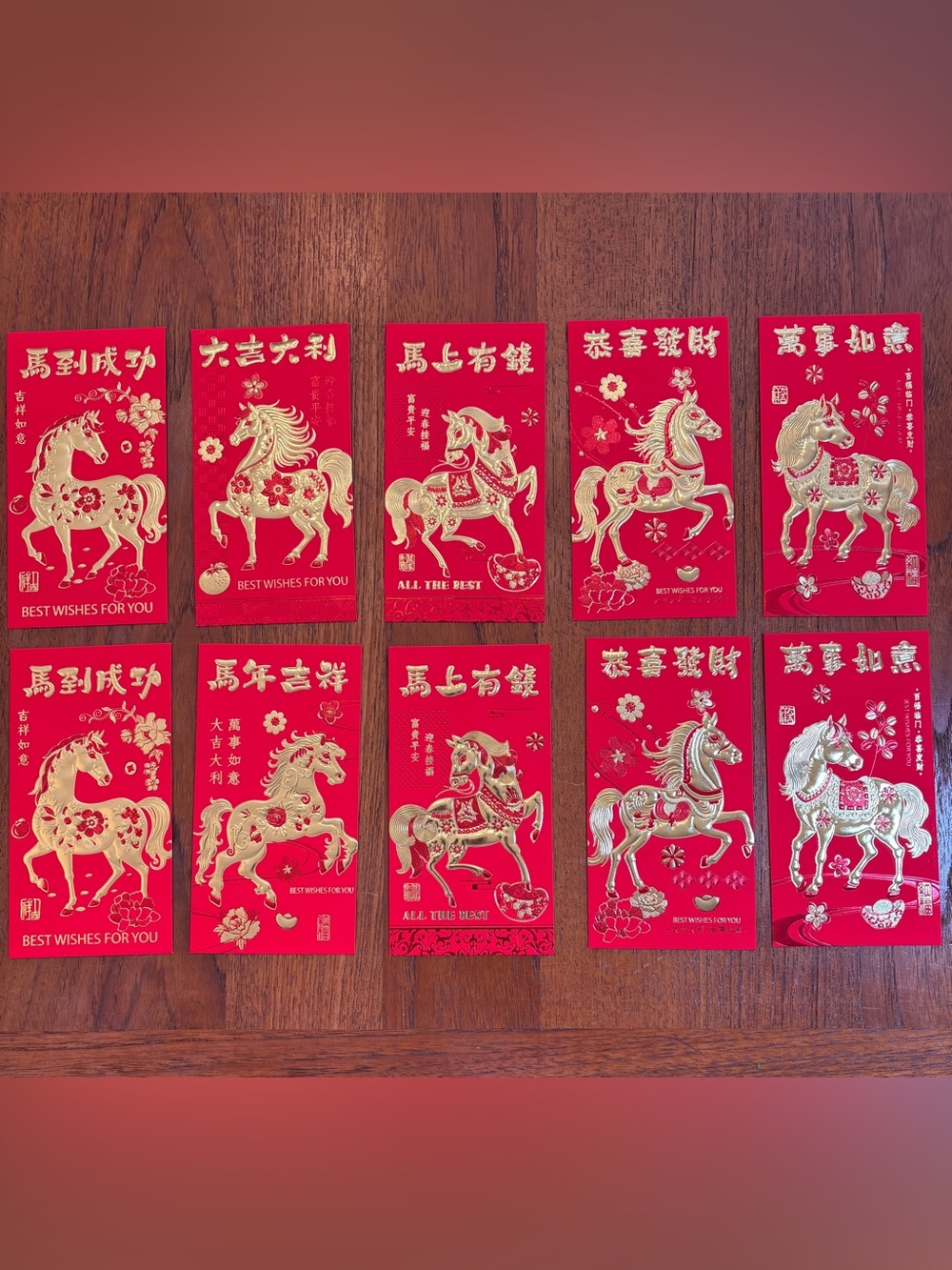 2026 Year of the Horse Hong Bao Red Envelopes Year of the Horse Gold Foil
